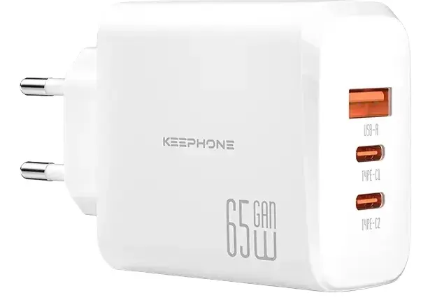 Ун.МЗП Keephone 65W 2хUSB-C + USB-A GaN білий